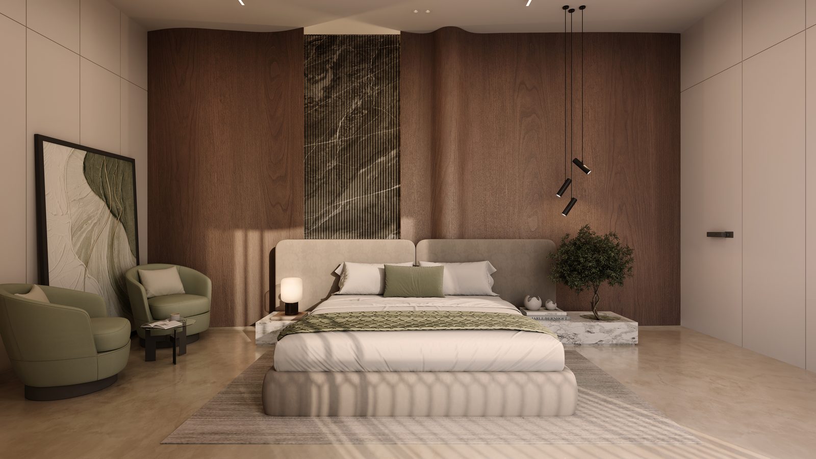 Master bedroom shaped for rest and retreat